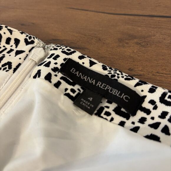Banana Republic Black White Midi Circle Handkerchief Hem Skirt Geometric Size 4 - Picture 4 of 7